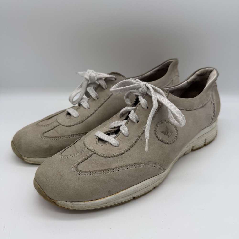 Mephisto Womens Rush Walking Comfort Shoes Taupe Leather Sneakers Size 10